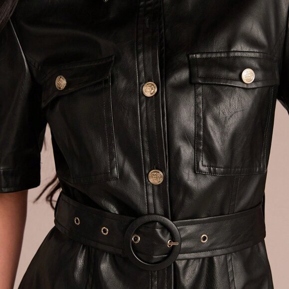 Black Elegant Women's Mini Dress - Picture 3 of 7